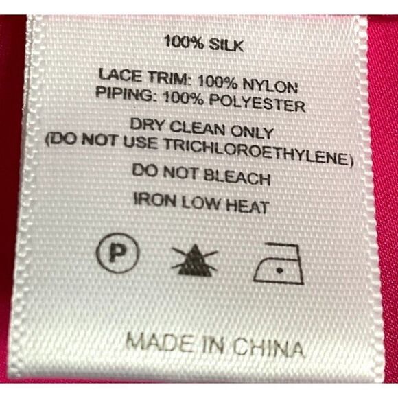 NWT Dannijo Acid Pink Lace-Trim Mini Slip Dress, Silk, Size Small - Picture 12 of 14